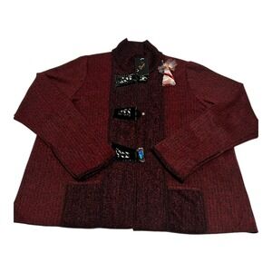 NWT Lee Andersen Roi Jacket 1X‎ Plus Size Red Textured Button-Up USA Made